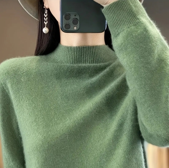 unbranded Sweaters - 78).Nw/oT Solid Color Mock Neck Sweater, Versatile Long Sleeve Sweater Size S-M